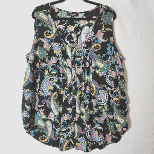 Chelsea Studio Tunic Top Womens Plus Size 2X Sleeveless Floral Paisley Vacation
